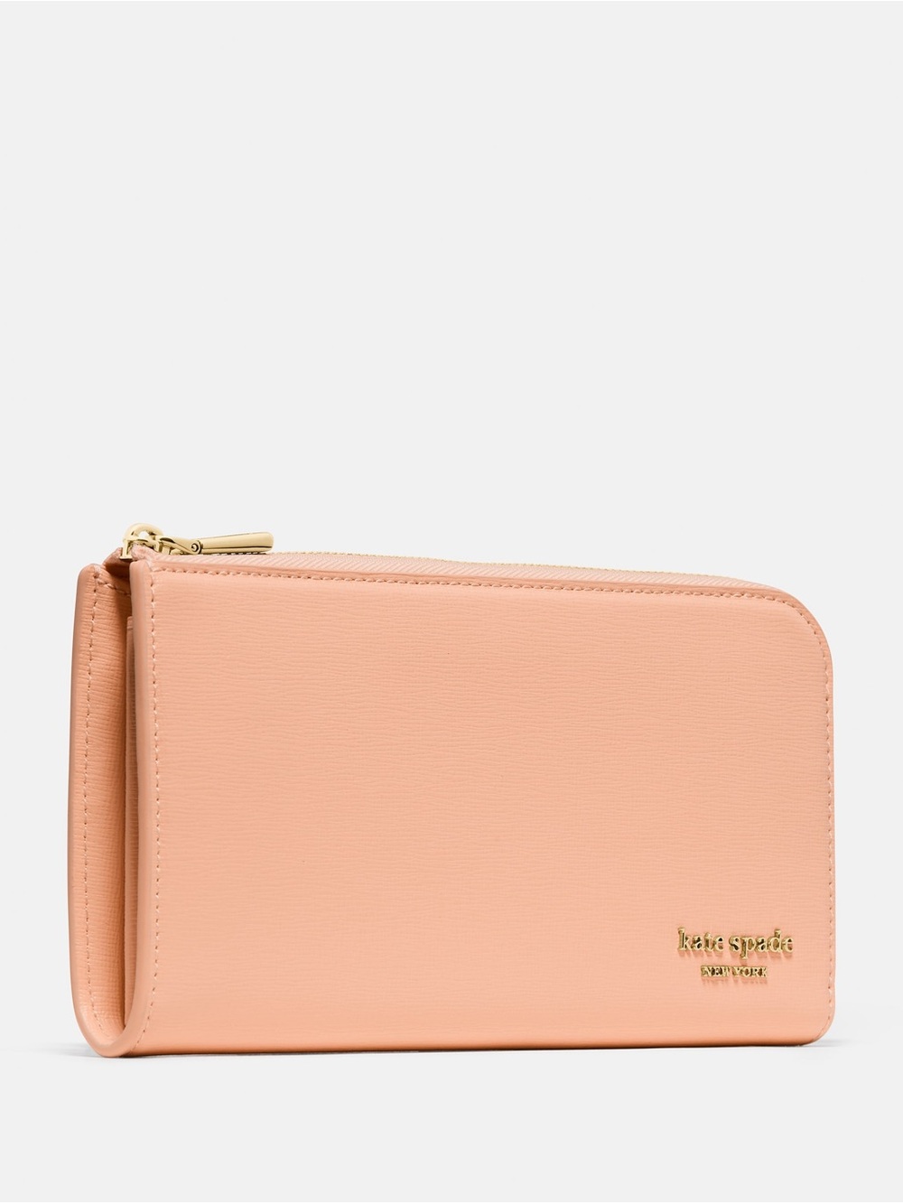 kate spade Peach Zip-Around Leather Wallet with Gold Logo - Picture 2 of 4